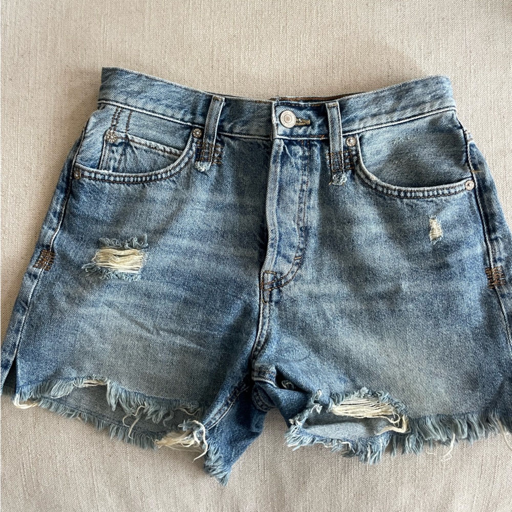 Free People Distressed Denim Shorts